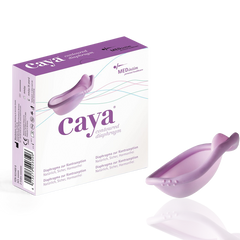 Caya product packaging and device on a white background